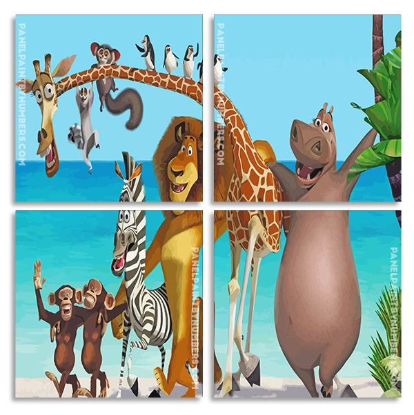 Madagascar Animated Film panels paint by numbers