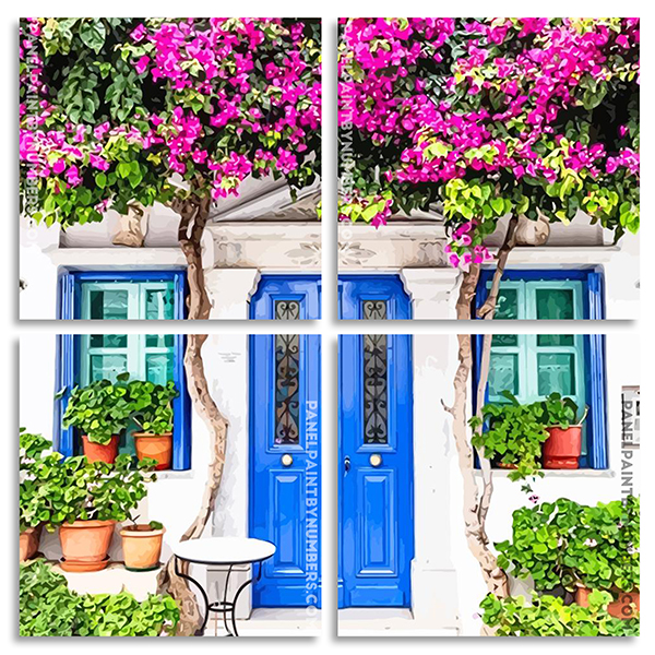 Aesthetic Blue Door panel paint by numbers