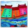 aesthetic colorful houses panels paint by numbers