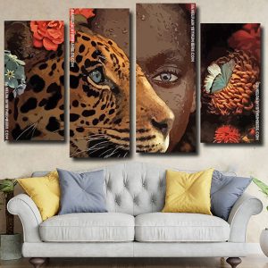 African Woman and Tiger panels paint by numbers