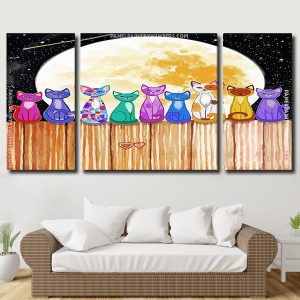 Cats In Full Moon panels paint by numbers