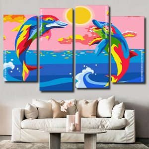 Colorful Dolphins panels paint by numbers