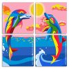 Colorful Dolphins panels paint by numbers