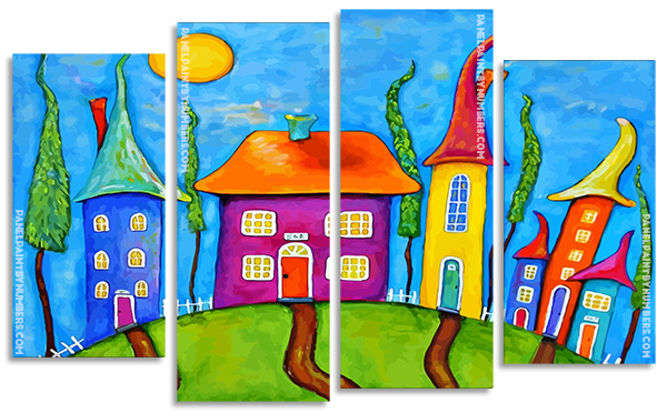 Colorful Houses panels paint by numbers