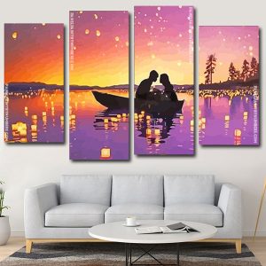 couple silhouette panels paint by numbers
