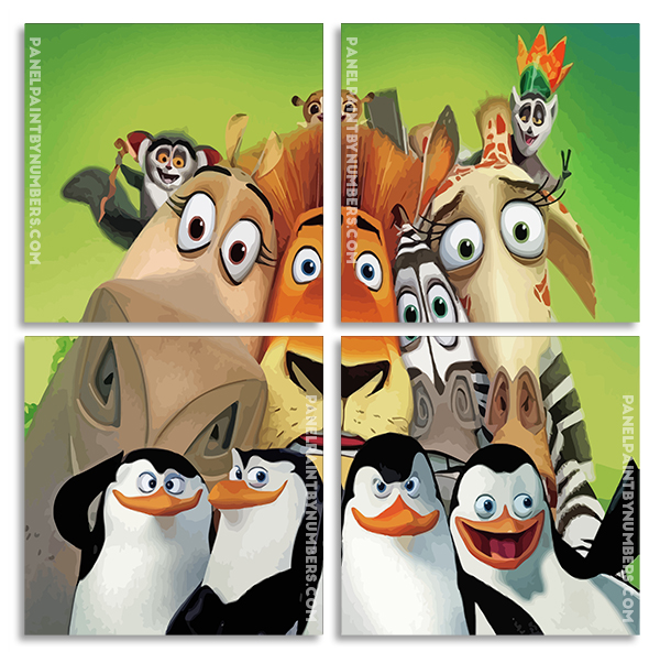 Madagascar Animation Animals panles paint by numbers