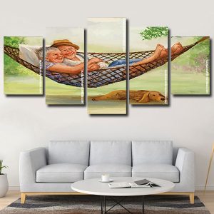 Old Couple In Hammock Panels Paint by numbers