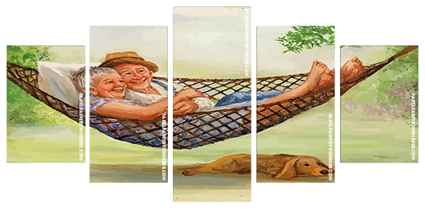 Old Couple In Hammock Panels Paint by numbers