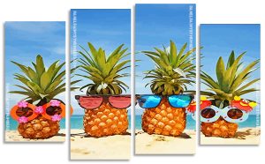 Pineapples With Sunglasses Panels paint by numbers