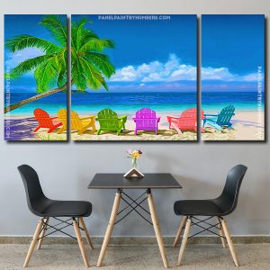 Colorful Beach Chairs panels paint by numbers