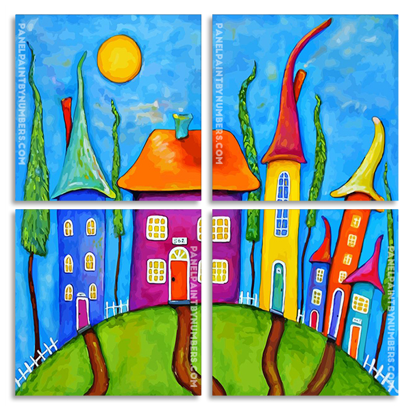 Colorful Houses panels paint by numbers