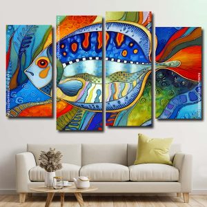 Abstract Fish Art Panels paint by numbers