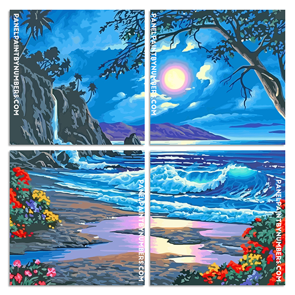 Beachside Waves Island panels paint by numbers