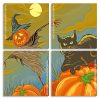 Black Cat And Pumpkin panels paint by numbers