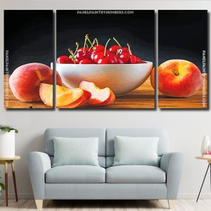 Cherries And Peach panels paint by numbers