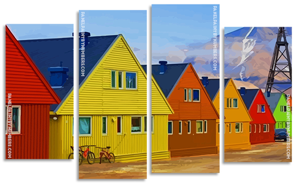 Colorful Houses Panels paint by numbers