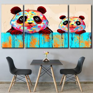 Colorful Pandas panels paint by numbers