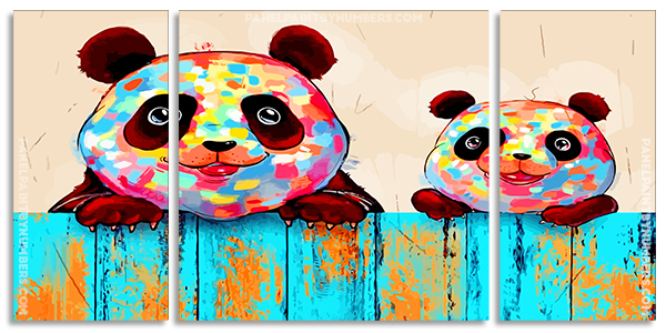 Colorful Pandas panels paint by numbers