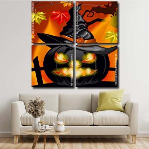 Creepy Halloween Pumpkin panels paint by numbers