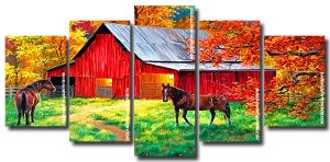 Fall Barn Farm Panels paint by numbers