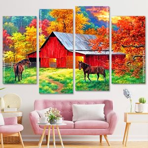 Fall Barn Farm Panels paint by numbers