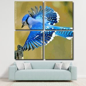 Flying Blue Jay Bird panels paint by numbers