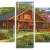 Forest Log Cabin Panels paint by numbers