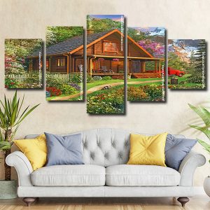 Forest Log Cabin Panels paint by numbers