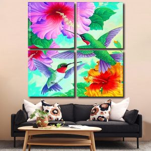 Green Hummingbird Panels paint by numbers