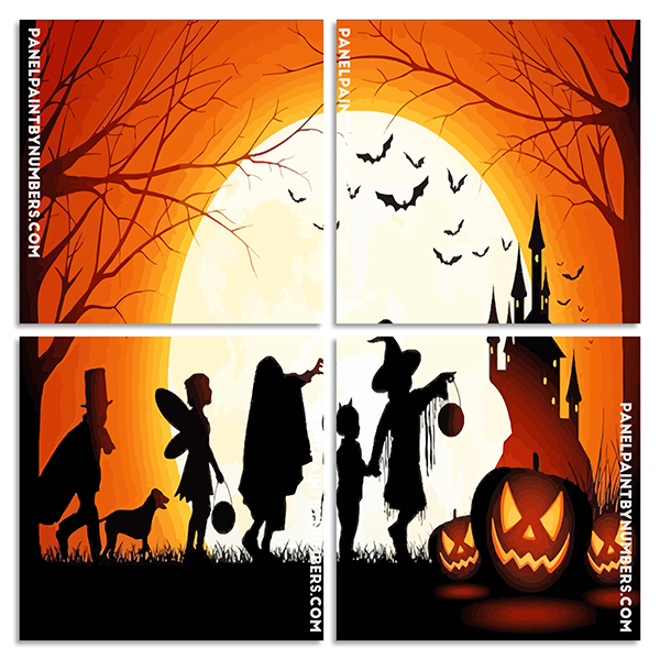 Halloween Celebrtaion Silhouette panels paint by numbers