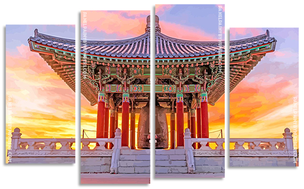 Korean Friendship Bell At Sunset Panels paint by numbers