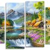 Mountain Waterfall Beautiful Valley panel paint by numbers