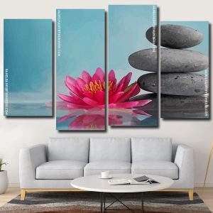 Pink Lotus And Stones panel paint by numbers paint by numbers