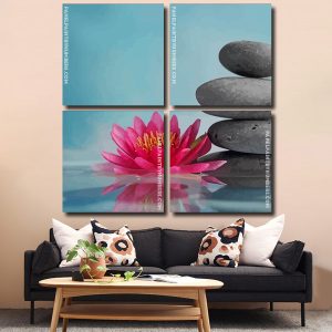 Pink Lotus And Stones panels paint by numbers