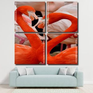 Red Flamingos panels paint by numbers