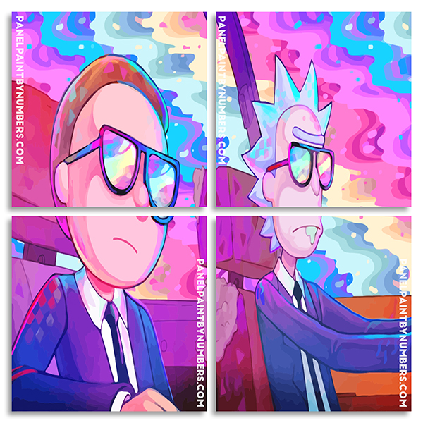 Rick and Morty - Square Panels Paint By Number - Panel paint by numbers