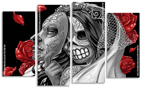 Sugar Skull Bride panels paint by numbers