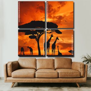 Sunset Giraffes Silhouette panels paint by numbers