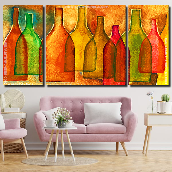 Vintage Colored Bottles panel paint by numbers