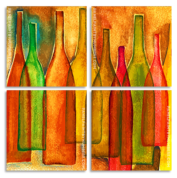 Vintage Colored Bottles Panels paint by numbers