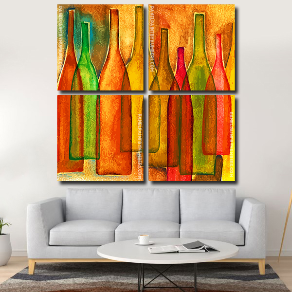 Vintage Colored Bottles Panels paint by numbers