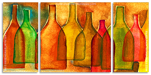 Vintage Colored Bottles panels paint by numbers