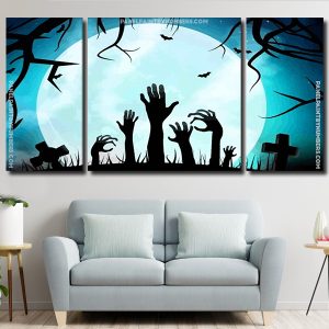 Zombie Hands Graveyard Silhouette panels paint by numbers