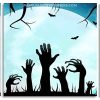 Zombie Hands Graveyard Silhouette panels paint by numbers