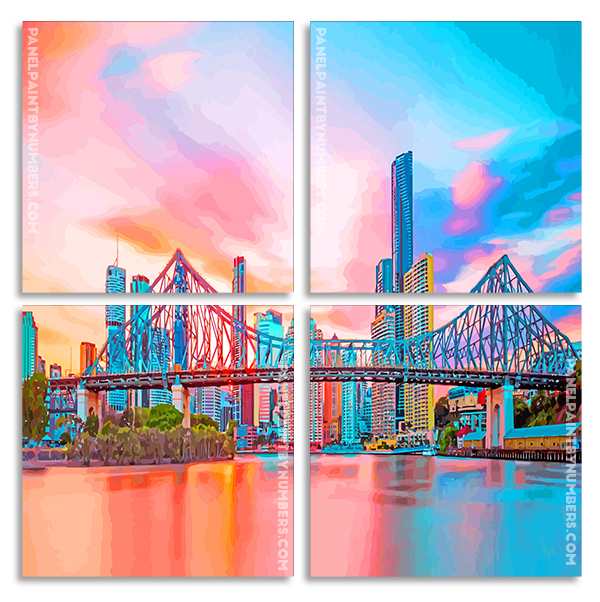 Brisbane During Sunset Time panels paint by numbers