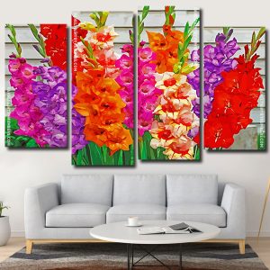 Colorful Gladiolus Flowers panels paint by numbers