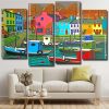 Colorful Houses panels piant by numbers