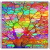 Colorful Stained Glass Tree panels paint by numbers