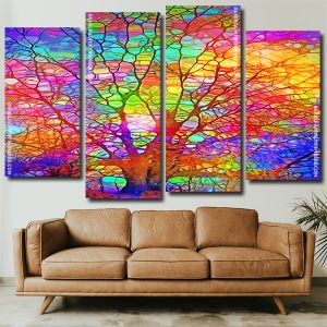 Colorful Stained Glass Tree panels paint by numbers