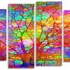 Colorful Stained Glass Tree panels paint by numbers